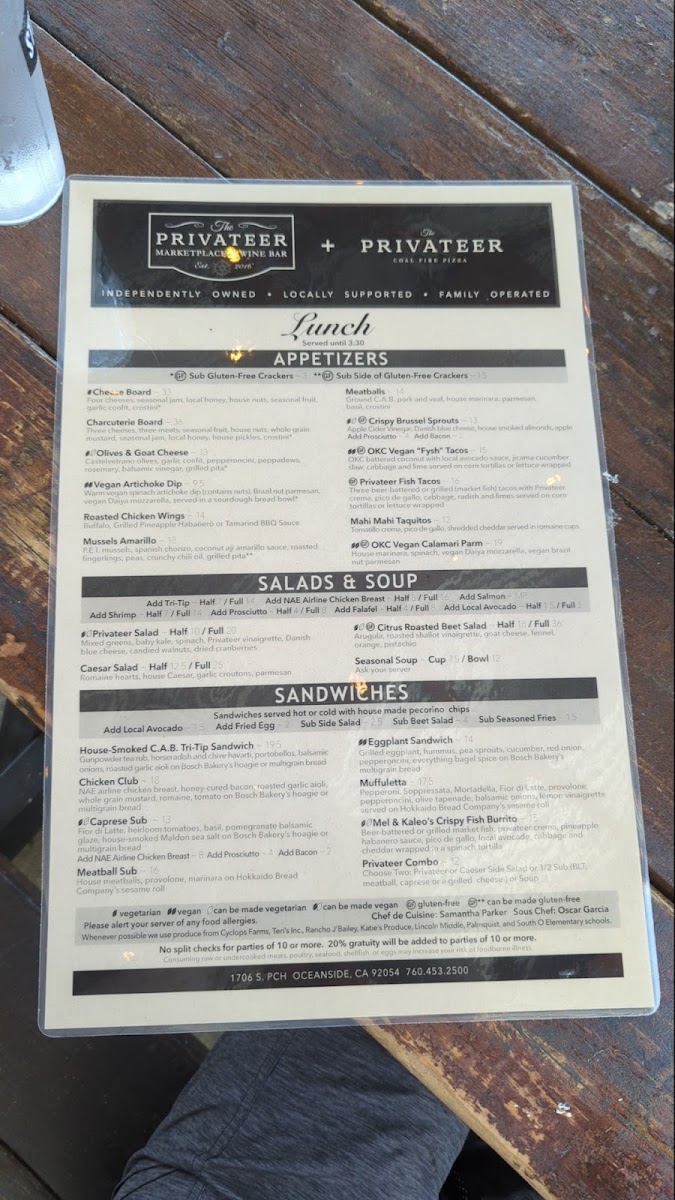 Menu The Privateer Coal Fire Pizza-6